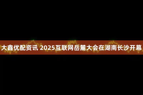 大鑫优配资讯 2025互联网岳麓大会在湖南长沙开幕