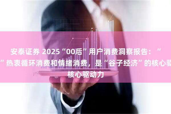 安泰证券 2025“00后”用户消费洞察报告：“00后”热衷循环消费和情绪消费，是“谷子经济”的核心驱动力